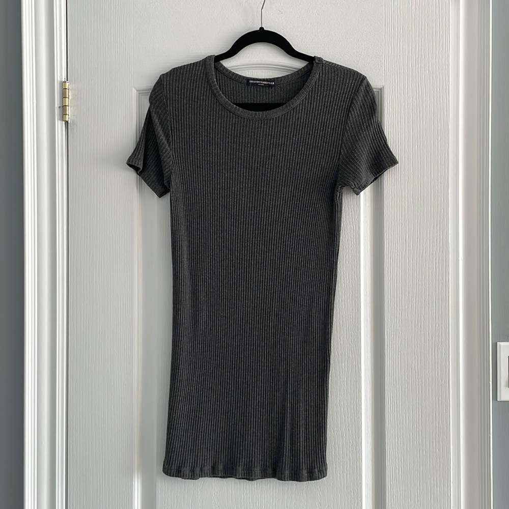 Brandy Melville Ribbed Grey T-shirt Dress